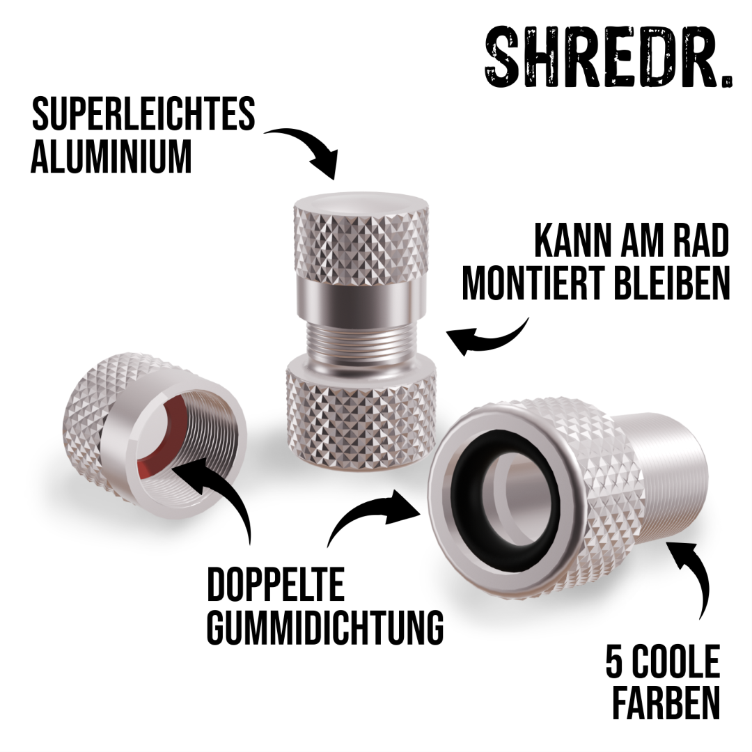 SHREDR. Presta Valve Adapter Set | French Valve to Schrader Valve Adapter | High-Quality Aluminum
