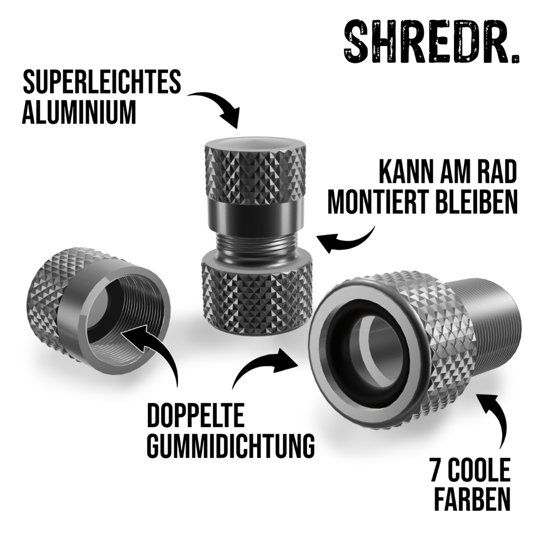 SHREDR. Presta Valve Adapter Set | French Valve to Schrader Valve Adapter | High-Quality Aluminum