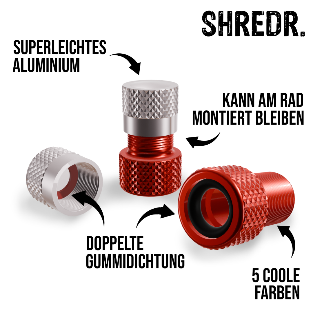 SHREDR. Presta Valve Adapter Set | French Valve to Schrader Valve Adapter | High-Quality Aluminum