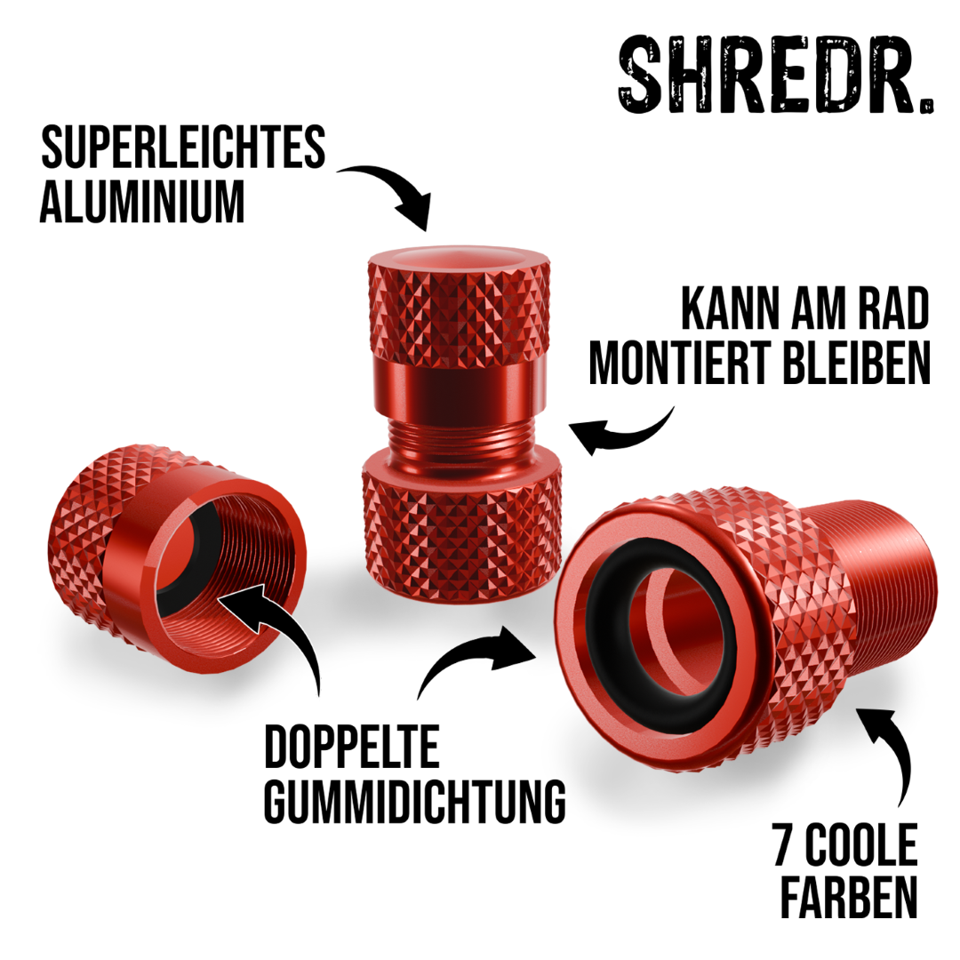 SHREDR. Presta Valve Adapter Set | French Valve to Schrader Valve Adapter | High-Quality Aluminum