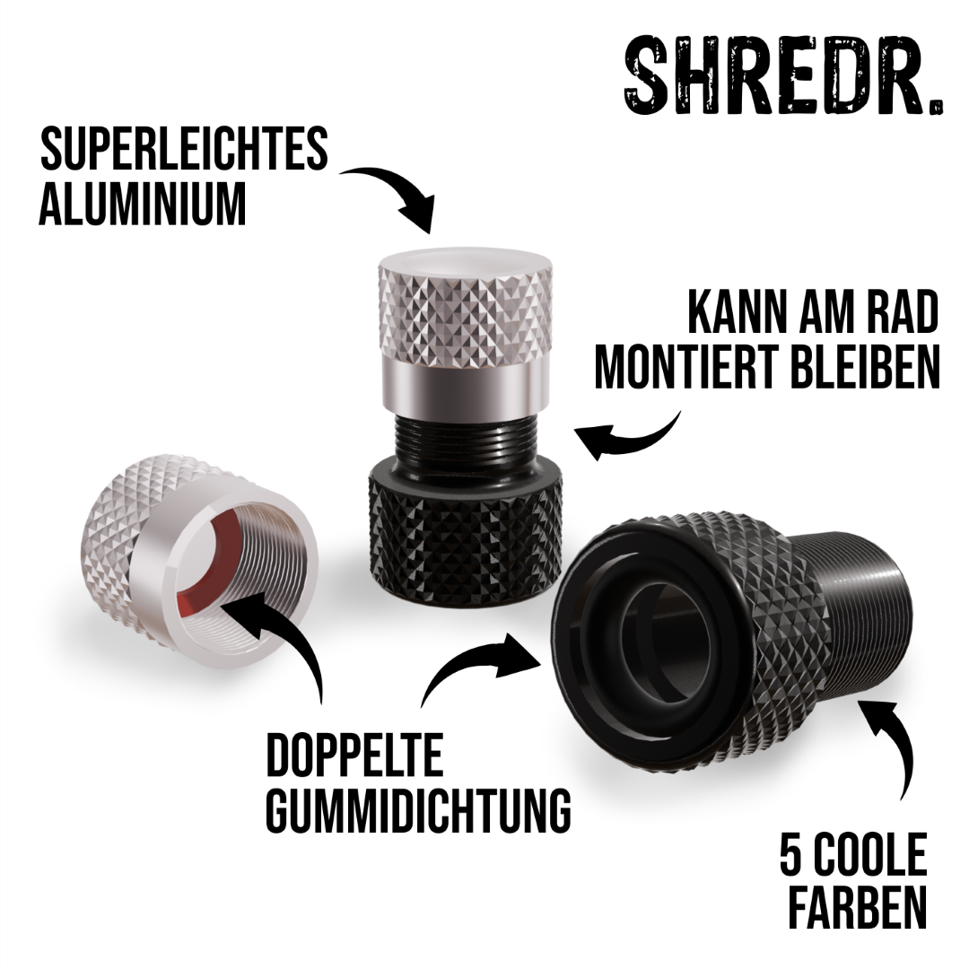 SHREDR. Presta Valve Adapter Set | French Valve to Schrader Valve Adapter | High-Quality Aluminum