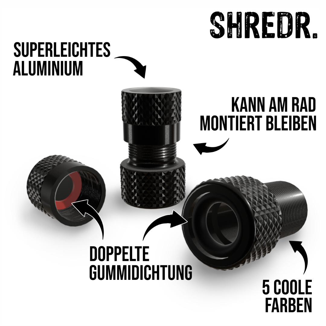 SHREDR. Presta Valve Adapter Set | French Valve to Schrader Valve Adapter | High-Quality Aluminum