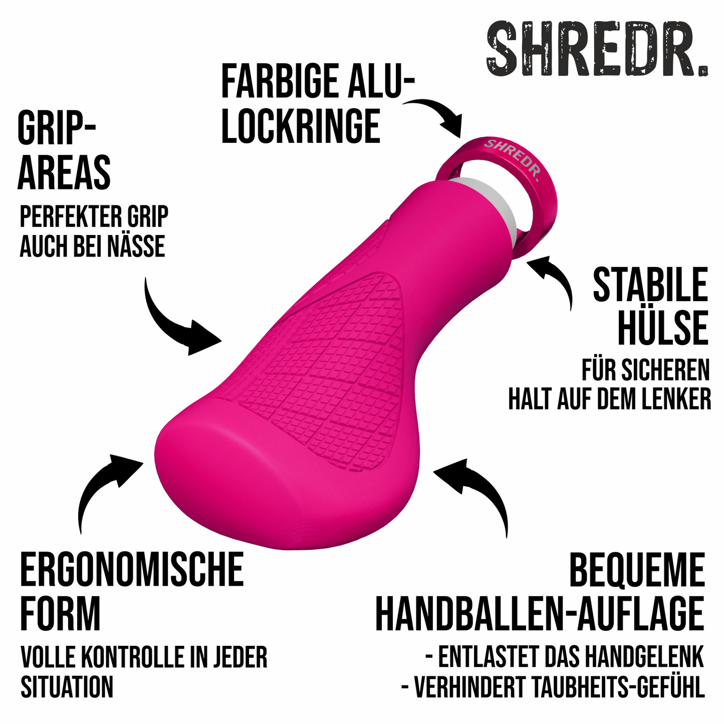 SHREDR. Anatomic Flow | Ergonomic Bicycle Grips | Screw-on Mountain Bike Grips