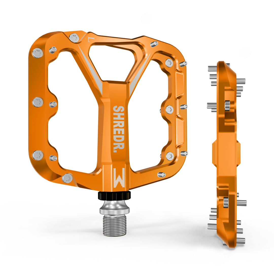SHREDR. "Flat" 2.0 Pedals for MTB | Super Lightweight Flat Pedals for Mountain Bikes | Available in 2 Sizes and 9 Colors | Includes Black Reflectors