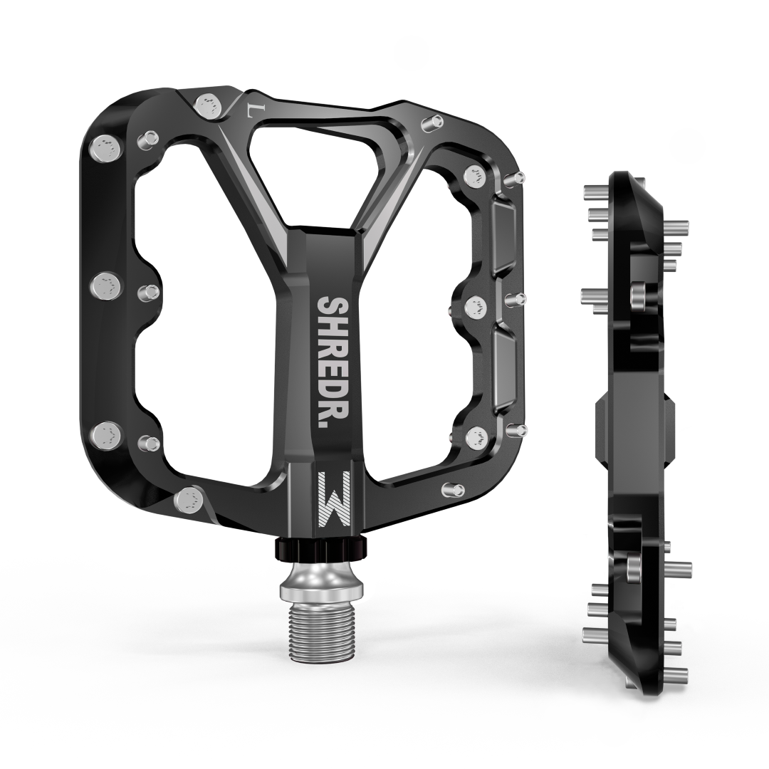 SHREDR. "Flat" 2.0 Pedals for MTB | Super Lightweight Flat Pedals for Mountain Bikes | Available in 2 Sizes and 9 Colors | Includes Black Reflectors