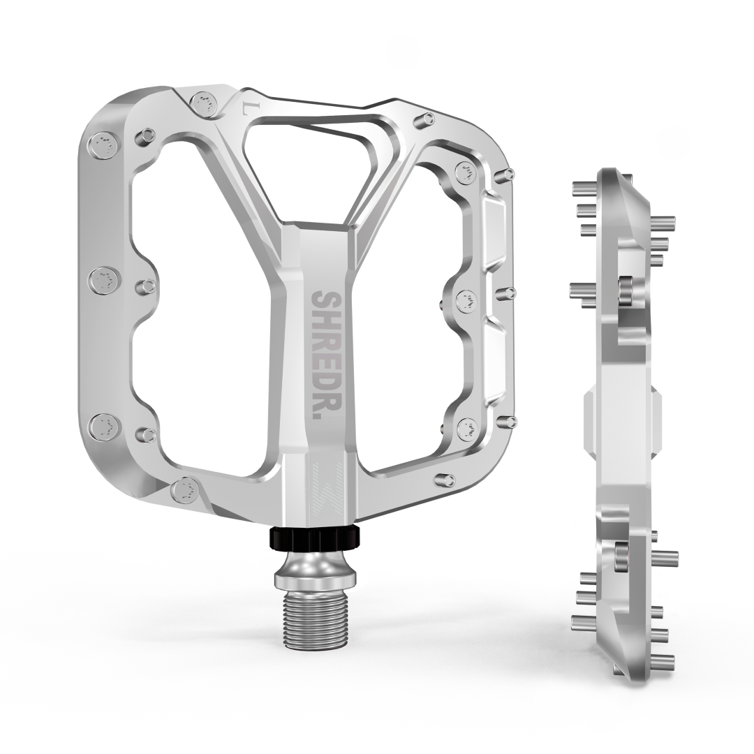 SHREDR. "Flat" 2.0 Pedals for MTB | Super Lightweight Flat Pedals for Mountain Bikes | Available in 2 Sizes and 9 Colors | Includes Black Reflectors