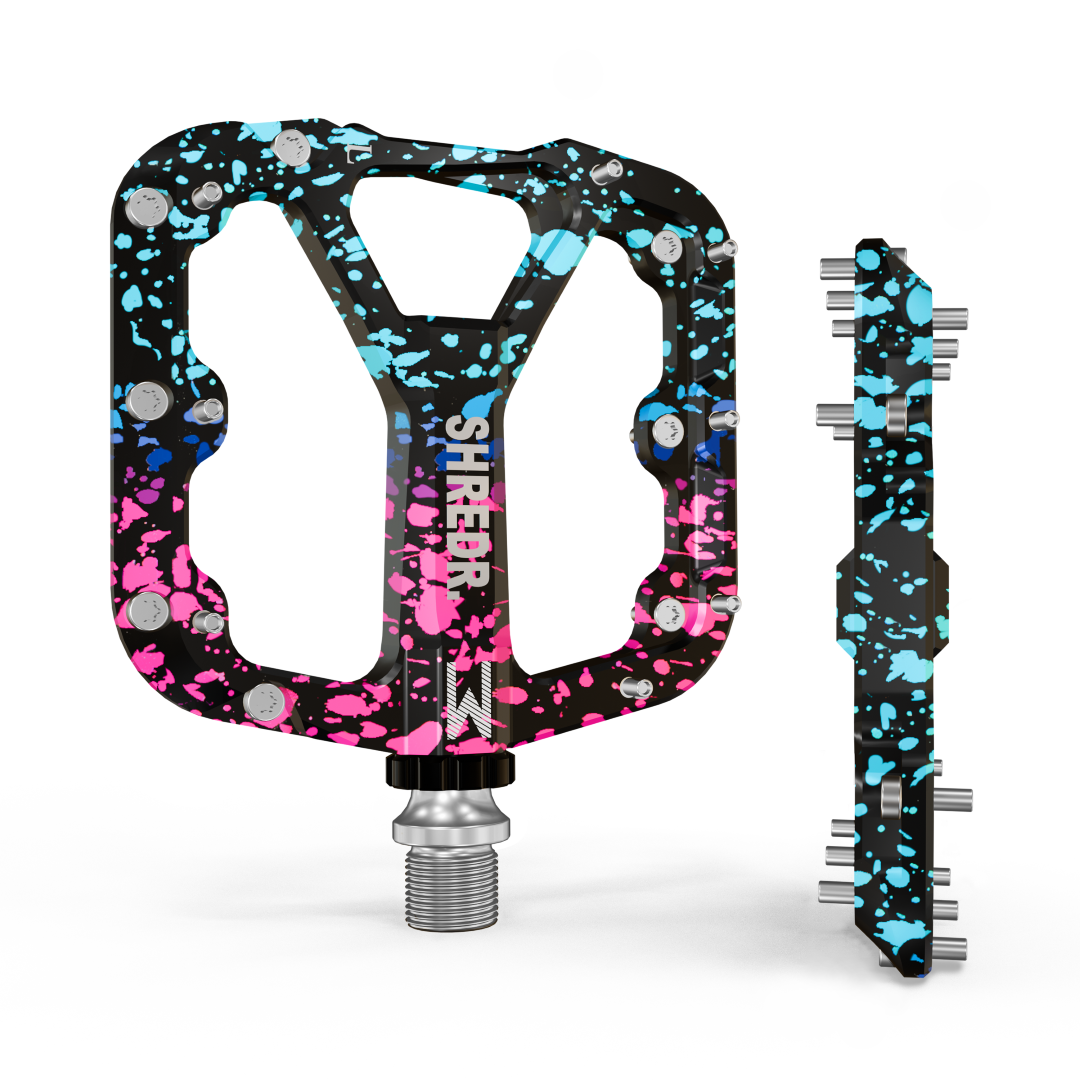 SHREDR. "Flat" 2.0 Pedals for MTB | Super Lightweight Flat Pedals for Mountain Bikes | Available in 2 Sizes and 9 Colors | Includes Black Reflectors Special Edition