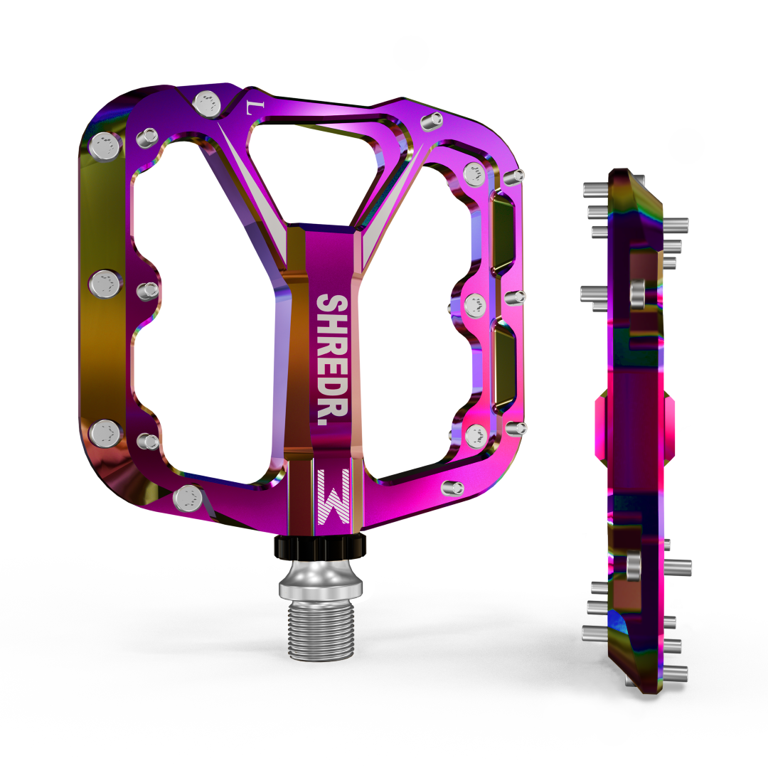 SHREDR. "Flat" 2.0 Pedals for MTB | Super Lightweight Flat Pedals for Mountain Bikes | Available in 2 Sizes and 9 Colors | Includes Black Reflectors Special Edition