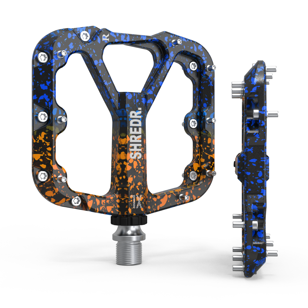 SHREDR. "Flat" 2.0 Pedals for MTB | Super Lightweight Flat Pedals for Mountain Bikes | Available in 2 Sizes and 9 Colors | Includes Black Reflectors Special Edition