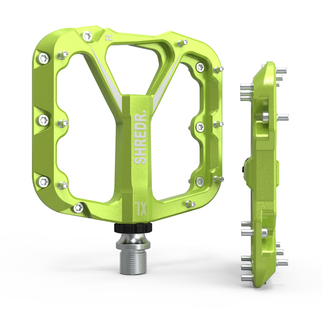 SHREDR. "Flat" 2.0 Pedals for MTB | Super Lightweight Flat Pedals for Mountain Bikes | Available in 2 Sizes and 9 Colors | Includes Black Reflectors