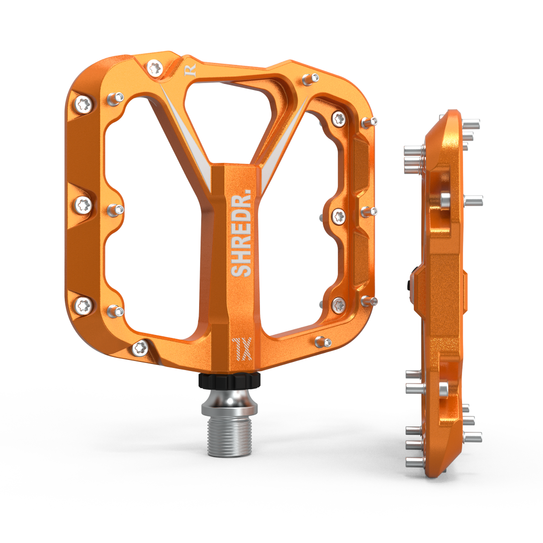 SHREDR. "Flat" 2.0 Pedals for MTB | Super Lightweight Flat Pedals for Mountain Bikes | Available in 2 Sizes and 9 Colors | Includes Black Reflectors