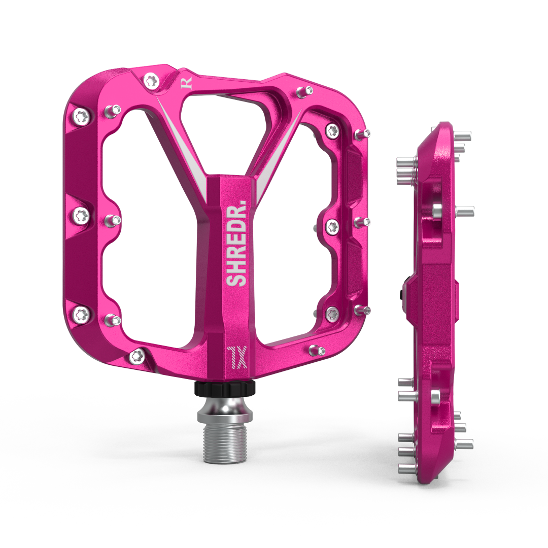 SHREDR. "Flat" 2.0 Pedals for MTB | Super Lightweight Flat Pedals for Mountain Bikes | Available in 2 Sizes and 9 Colors | Includes Black Reflectors