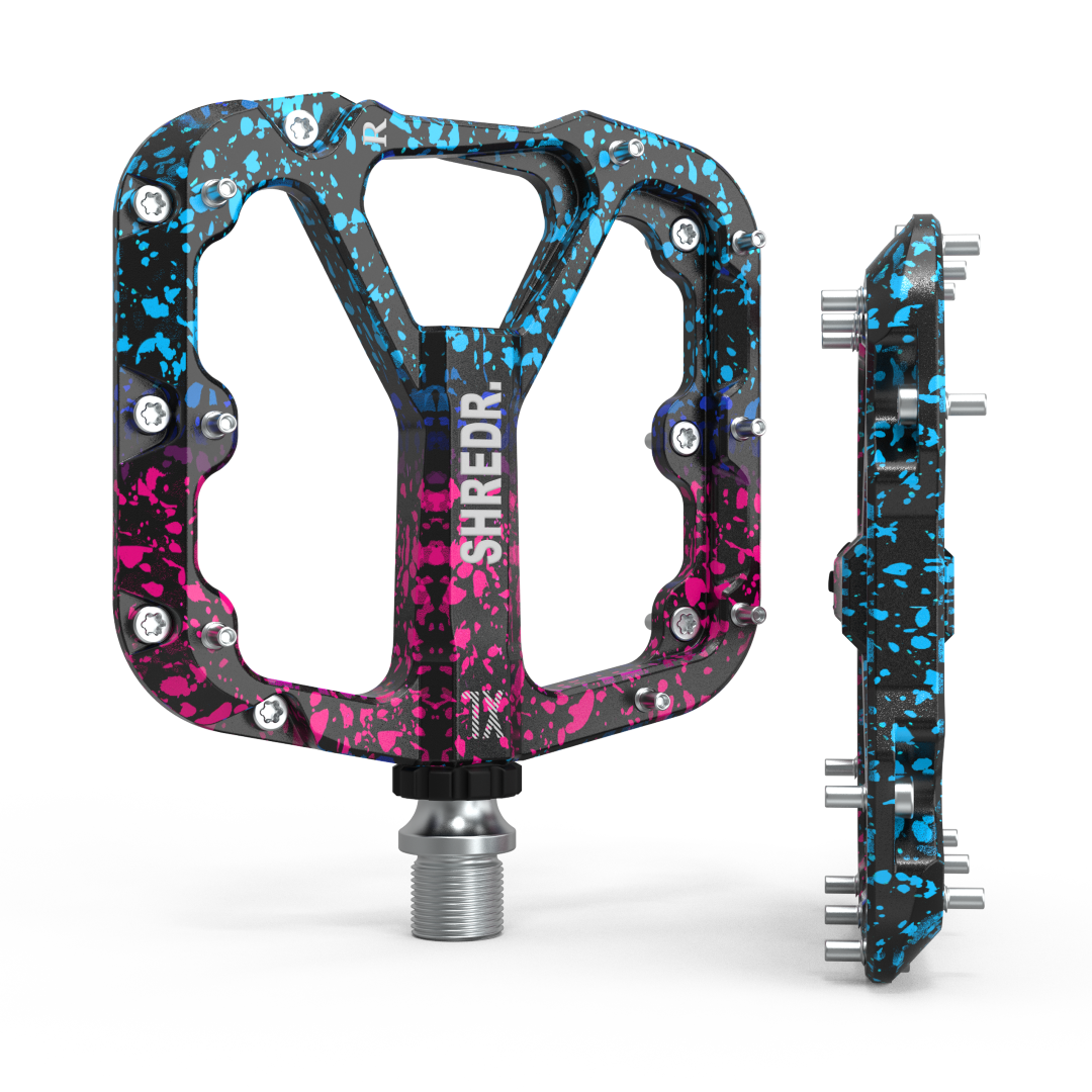 SHREDR. "Flat" 2.0 Pedals for MTB | Super Lightweight Flat Pedals for Mountain Bikes | Available in 2 Sizes and 9 Colors | Includes Black Reflectors Special Edition