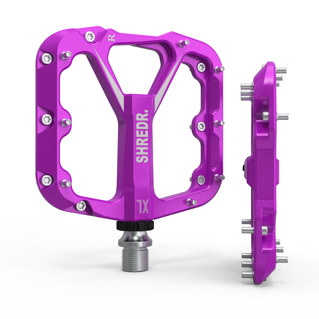 SHREDR. "Flat" 2.0 Pedals for MTB | Super Lightweight Flat Pedals for Mountain Bikes | Available in 2 Sizes and 9 Colors | Includes Black Reflectors
