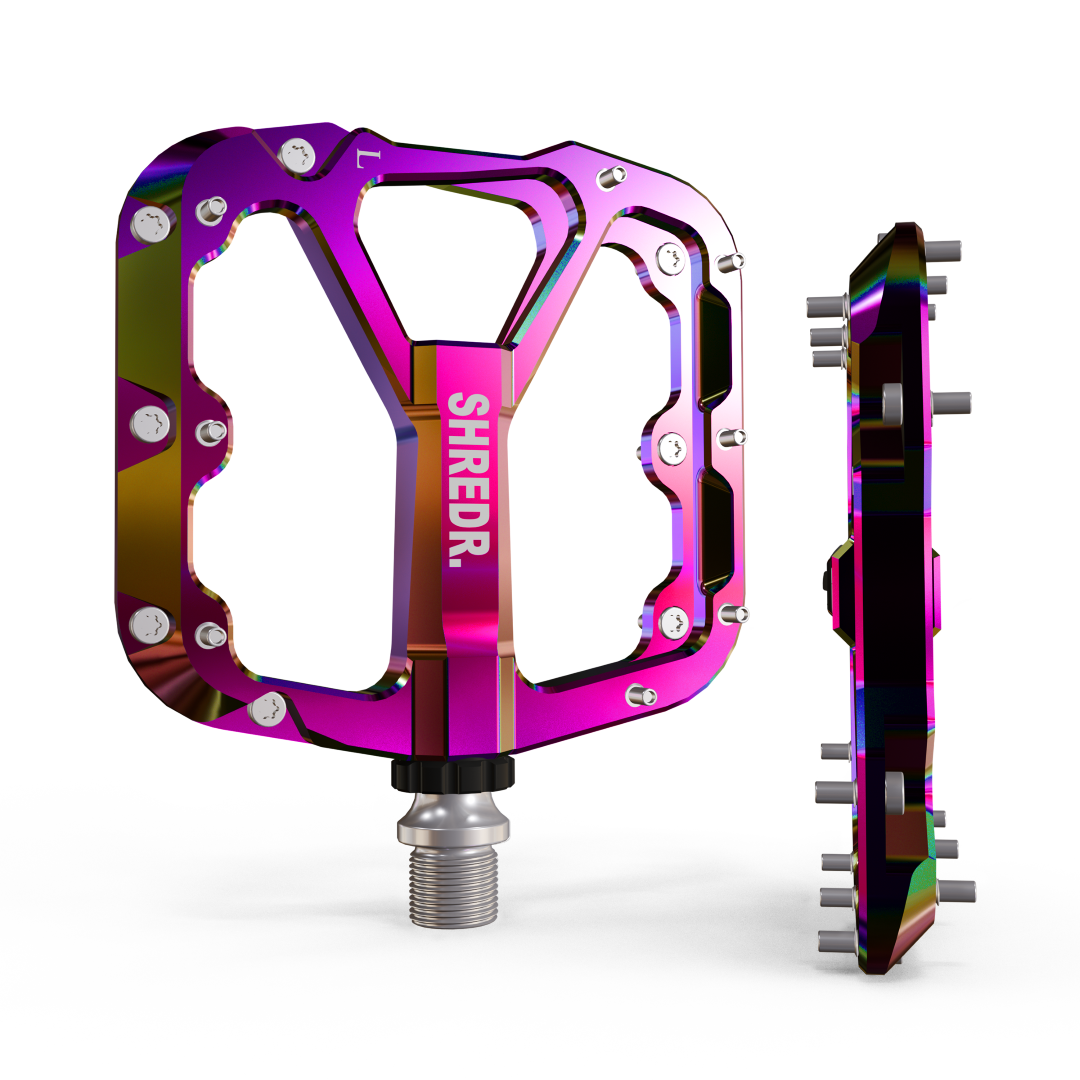 SHREDR. "Flat" 2.0 Pedals for MTB | Super Lightweight Flat Pedals for Mountain Bikes | Available in 2 Sizes and 9 Colors | Includes Black Reflectors Special Edition