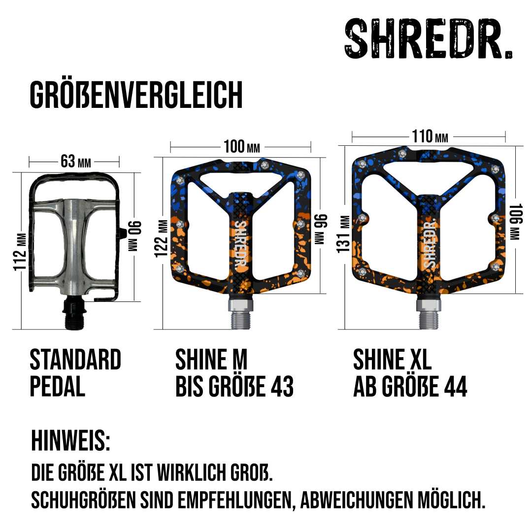 SHREDR. "Shine" Pedals for MTBs with Reflectors (StVZO compliant) - Special Edition!