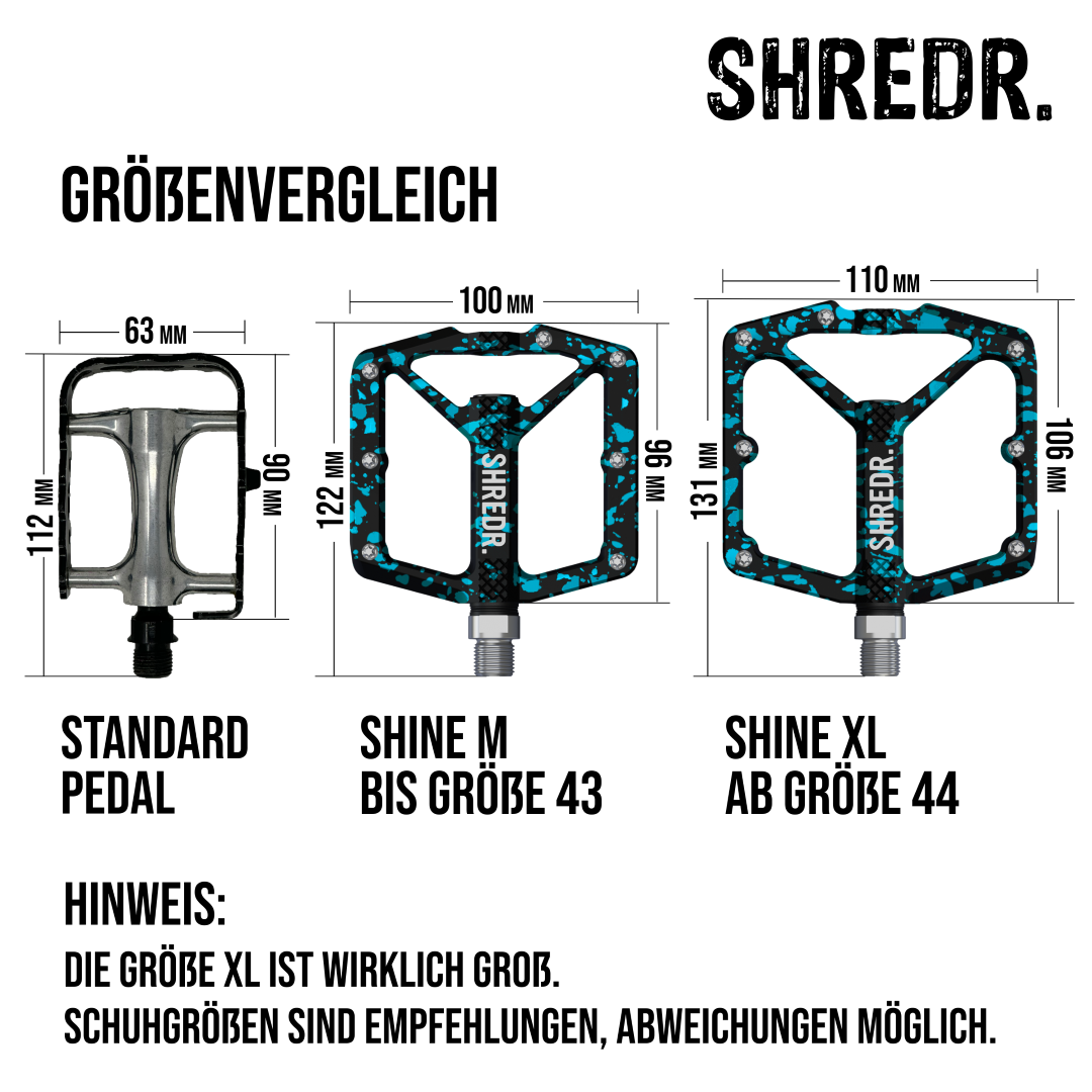 SHREDR. "Shine" Pedals for MTBs with Reflectors (StVZO compliant) - Special Edition!