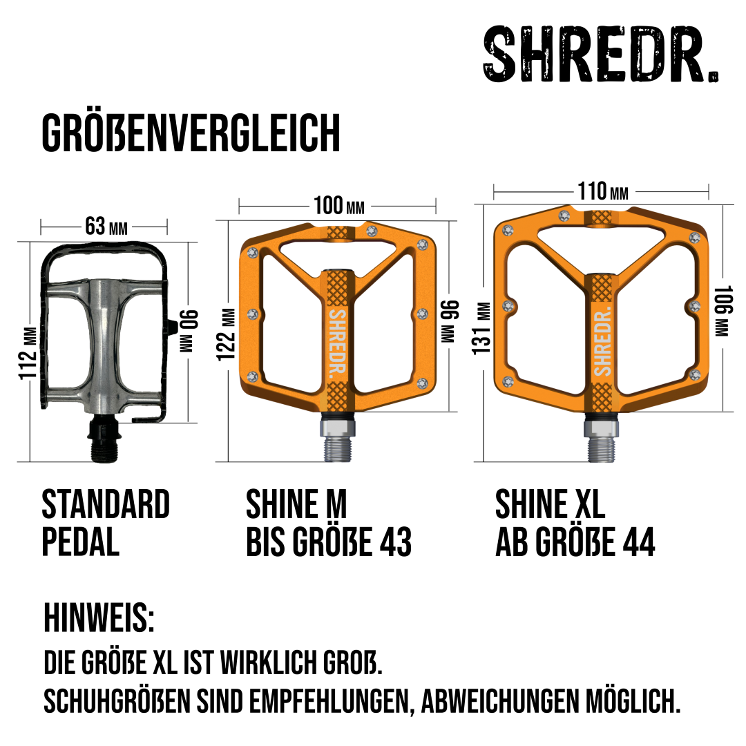 SHREDR. "Shine" Pedale für MTB mit Reflektoren (StVZO konform)