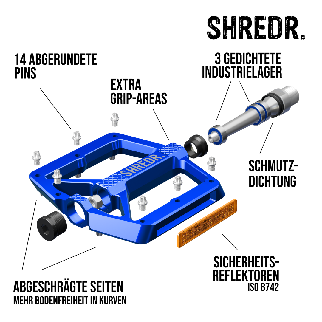 SHREDR. "Shine" Pedale für MTB mit Reflektoren (StVZO konform)