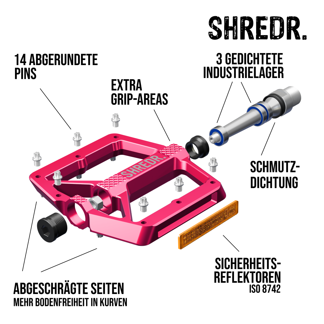 SHREDR. "Shine" Pedale für MTB mit Reflektoren (StVZO konform)