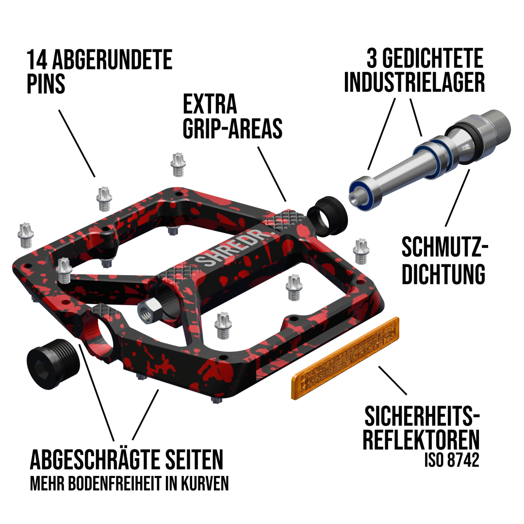 SHREDR. "Shine" Pedals for MTBs with Reflectors (StVZO compliant) - Special Edition!