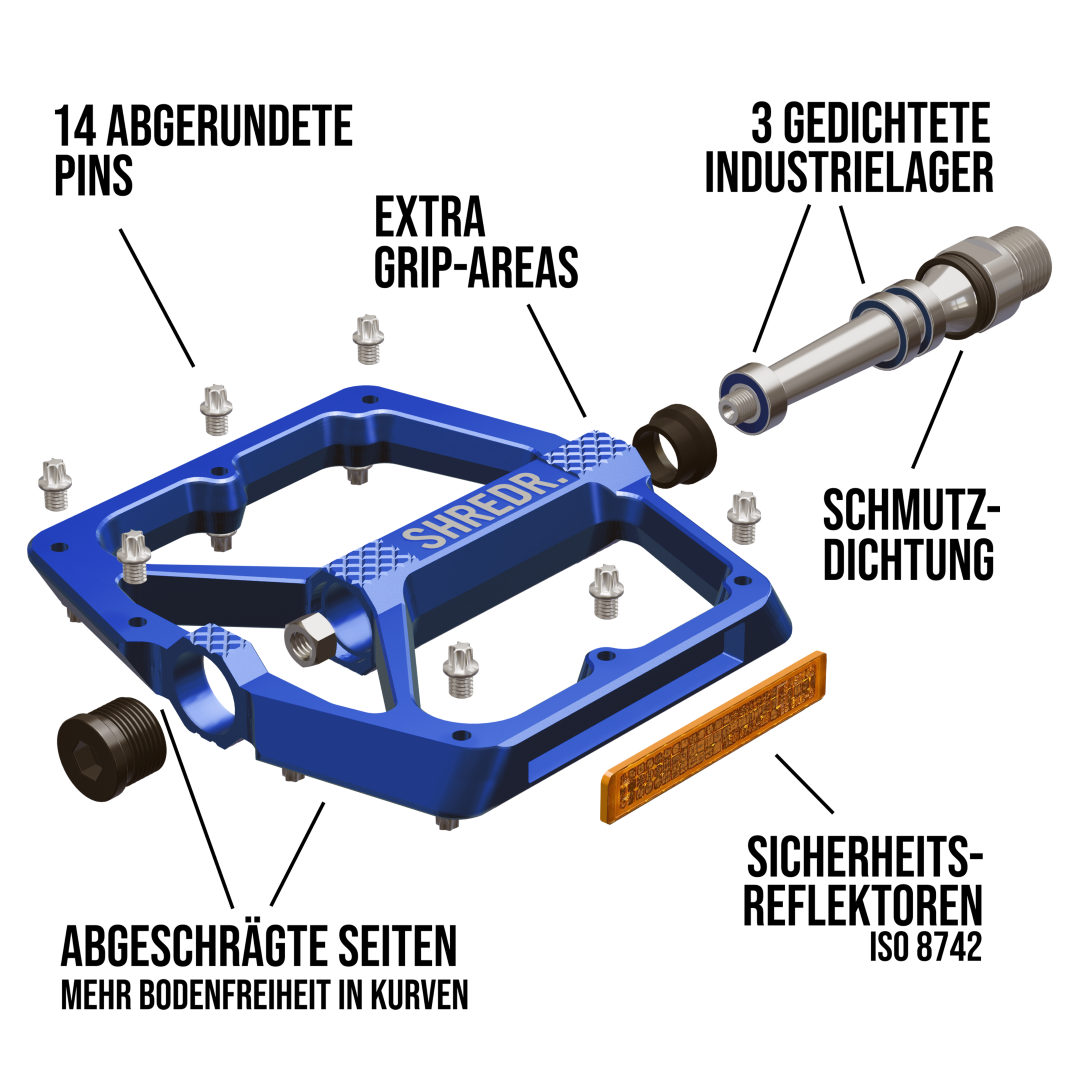 SHREDR. "Shine" Pedale für MTB mit Reflektoren (StVZO konform)