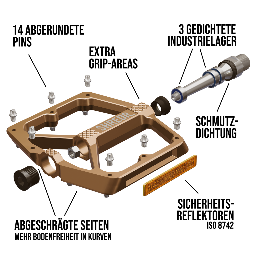 SHREDR. "Shine" Pedale für MTB mit Reflektoren (StVZO konform)