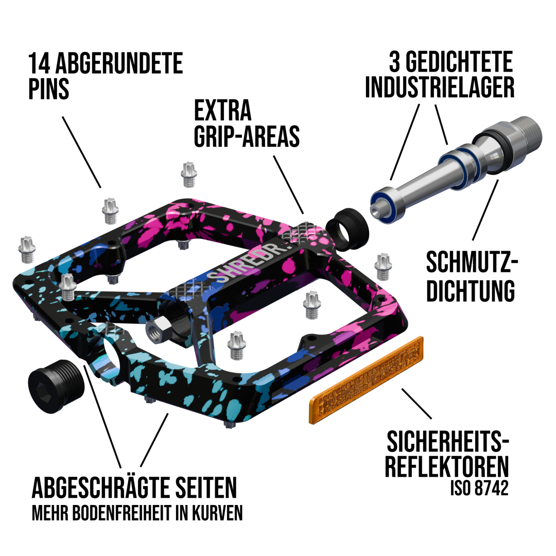 SHREDR. "Shine" Pedals for MTBs with Reflectors (StVZO compliant) - Special Edition!