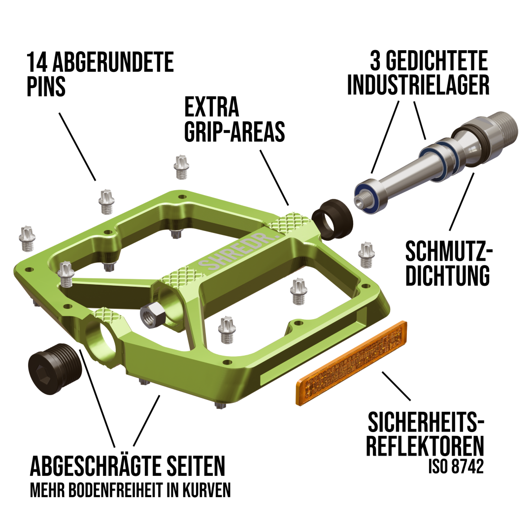 SHREDR. "Shine" Pedale für MTB mit Reflektoren (StVZO konform)