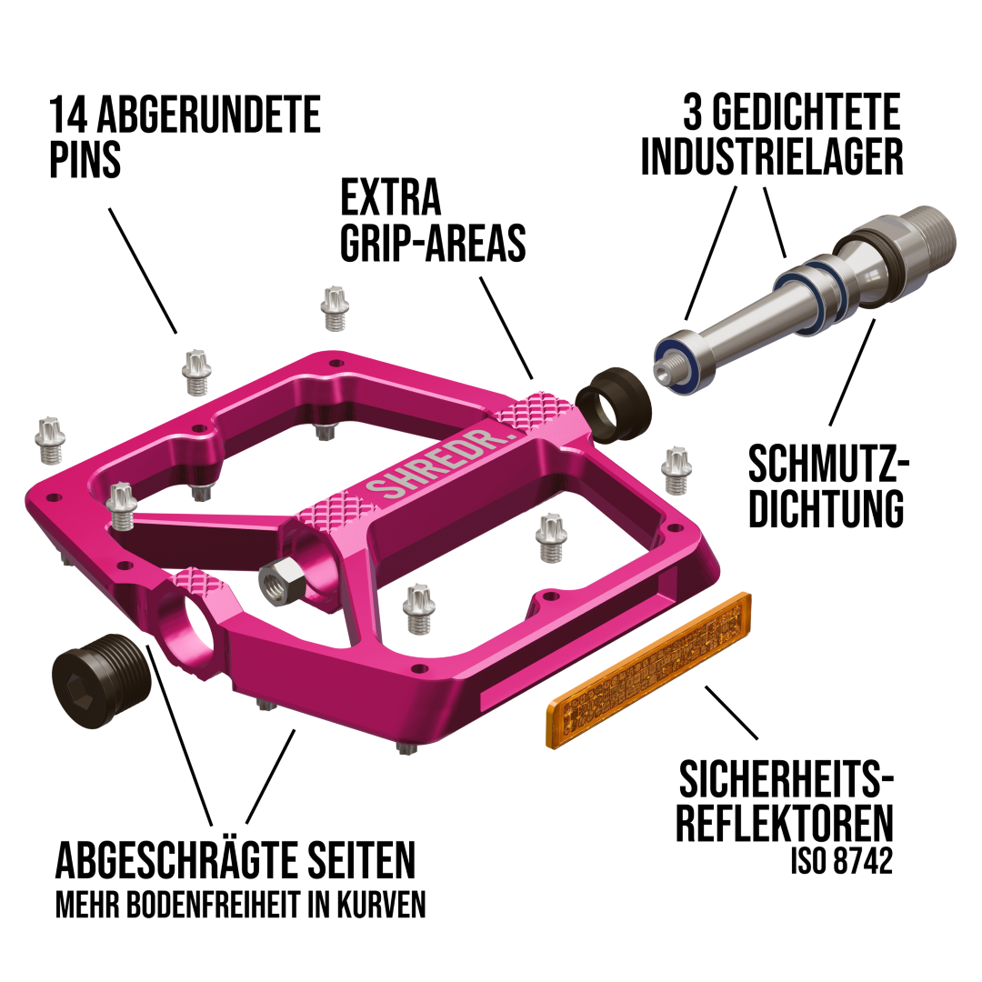 SHREDR. "Shine" Pedale für MTB mit Reflektoren (StVZO konform)