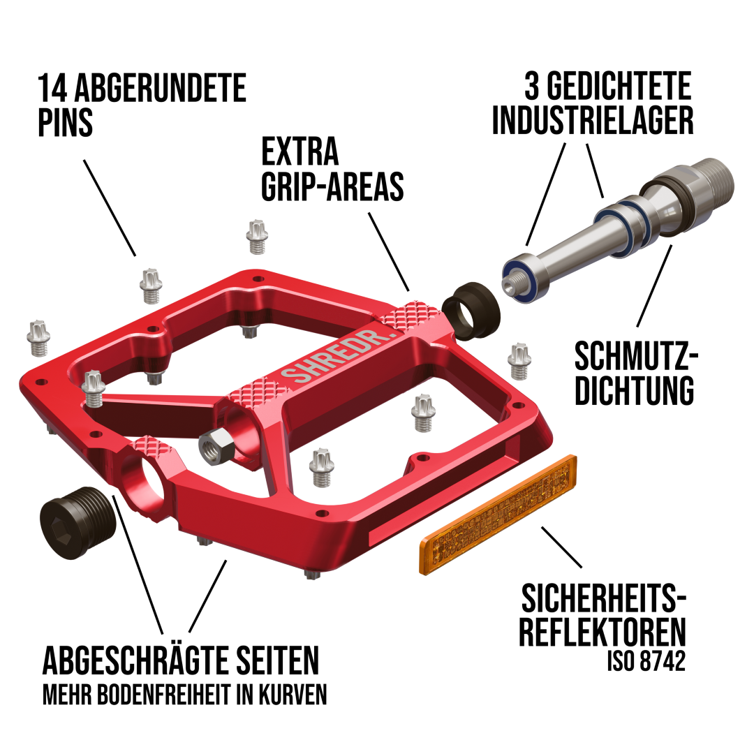 SHREDR. "Shine" Pedale für MTB mit Reflektoren (StVZO konform)