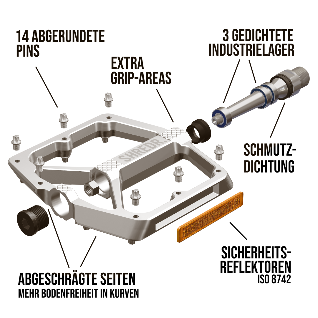 SHREDR. "Shine" Pedale für MTB mit Reflektoren (StVZO konform)
