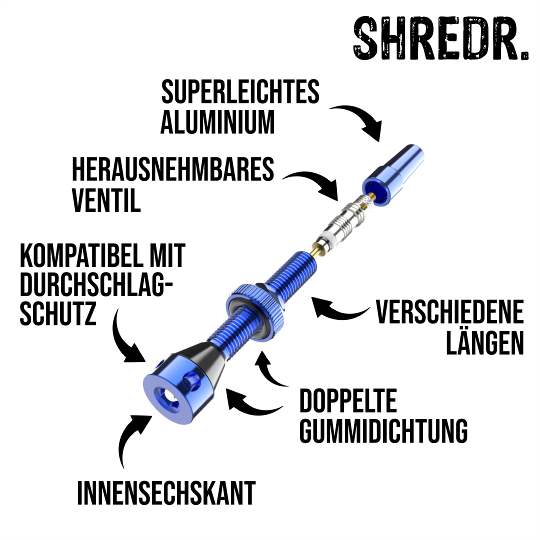 SHREDR. "Kingpin Plus" Tubeless Ventile Set