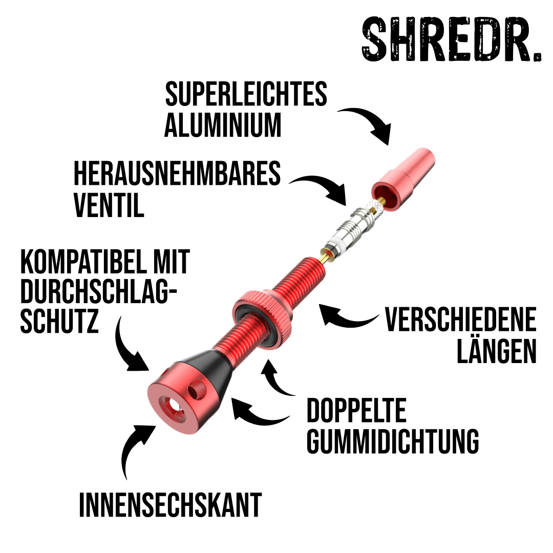 SHREDR. "Kingpin Plus" Tubeless Ventile Set