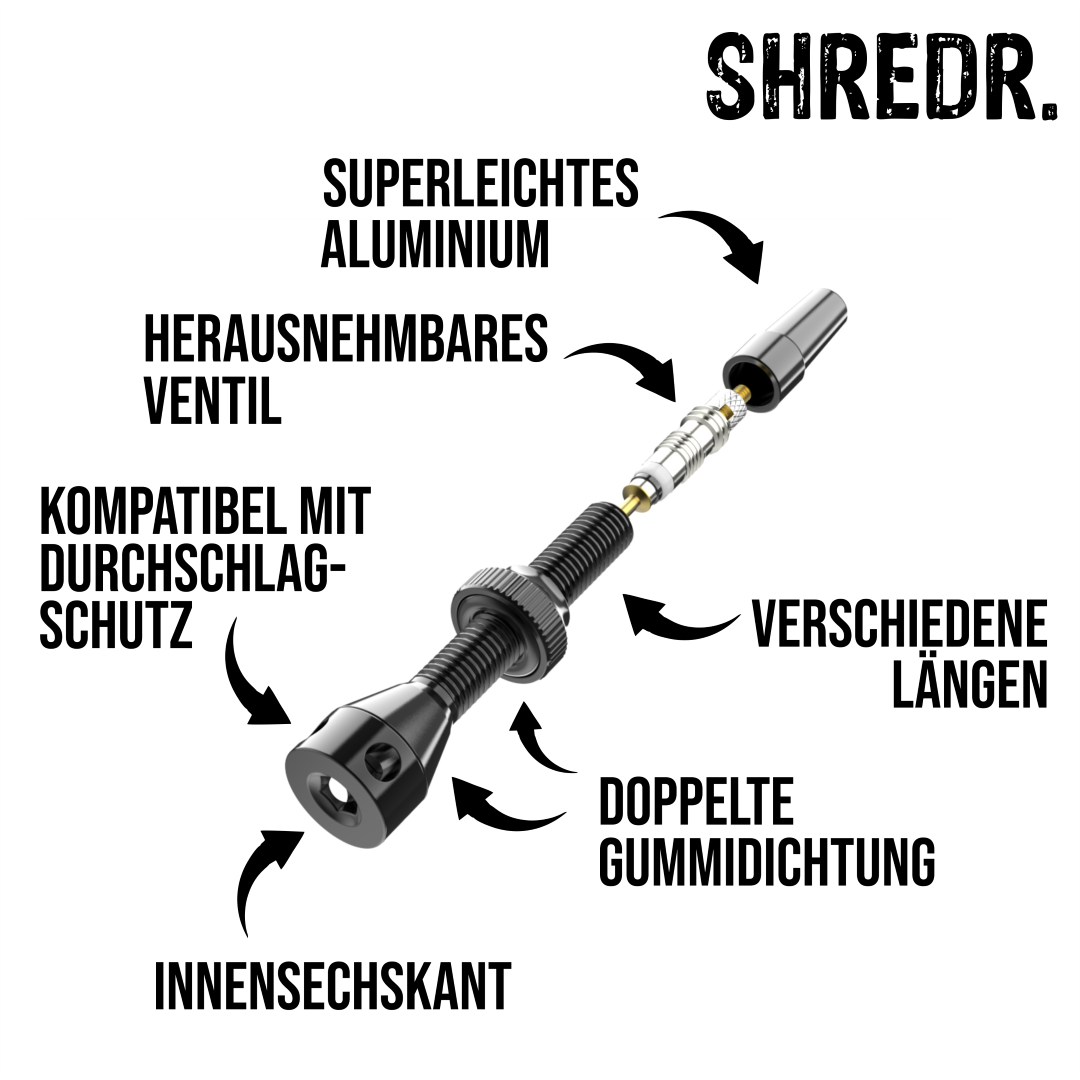 SHREDR. "Kingpin Plus" Tubeless Ventile Set